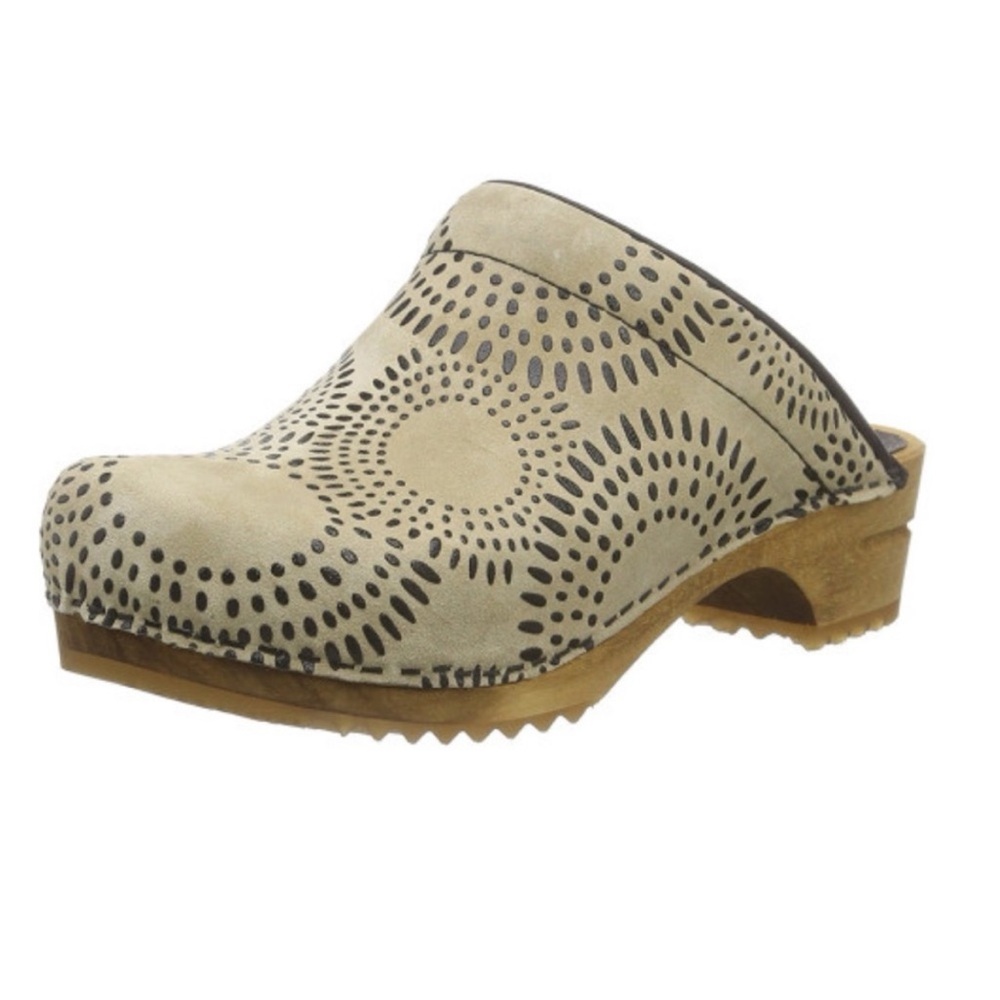 SANITA Wood Diala Open Clog Beige Suede Size 40 US 9